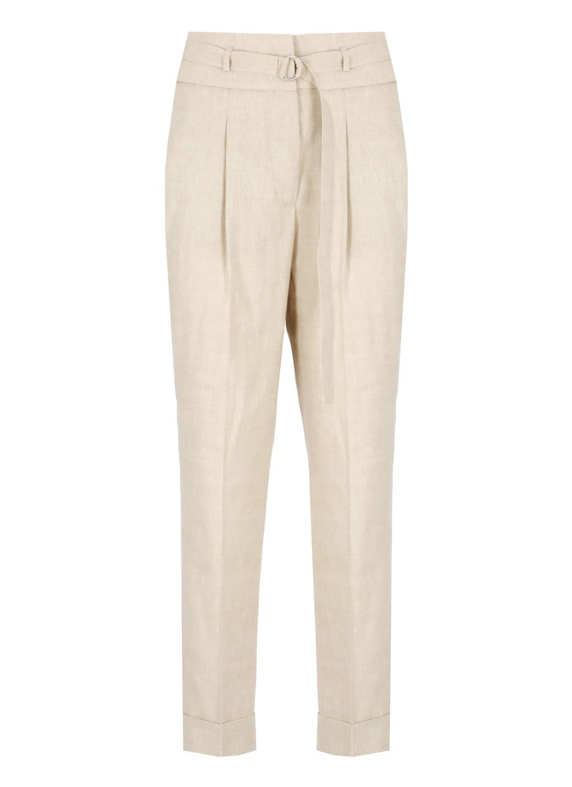 Peserico Beige Linen And Wool Pants