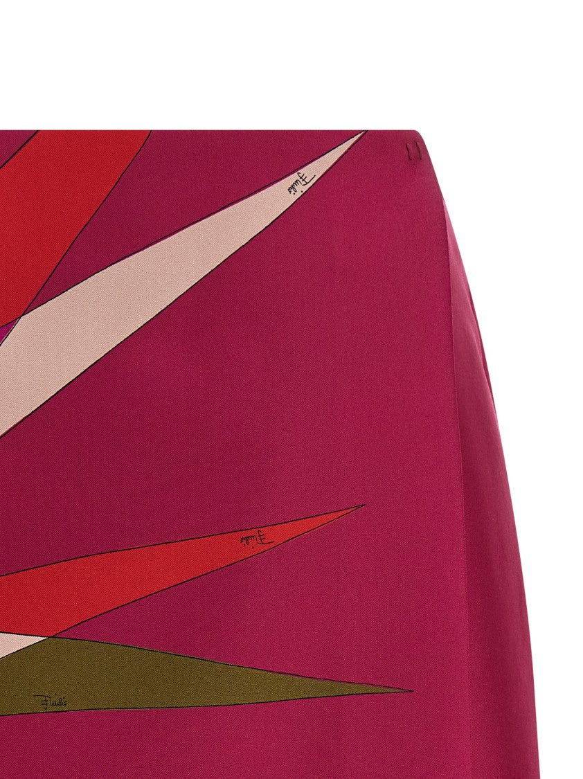 Emilio Pucci Silk Twill Mini Skirt With Abstract Sunburst Print