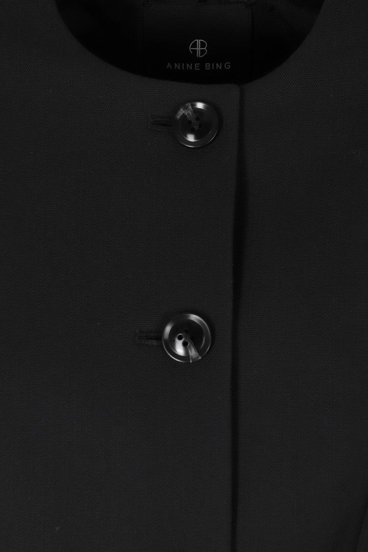 Anine Bing Huda Black Single-Breasted Tailored Blazer