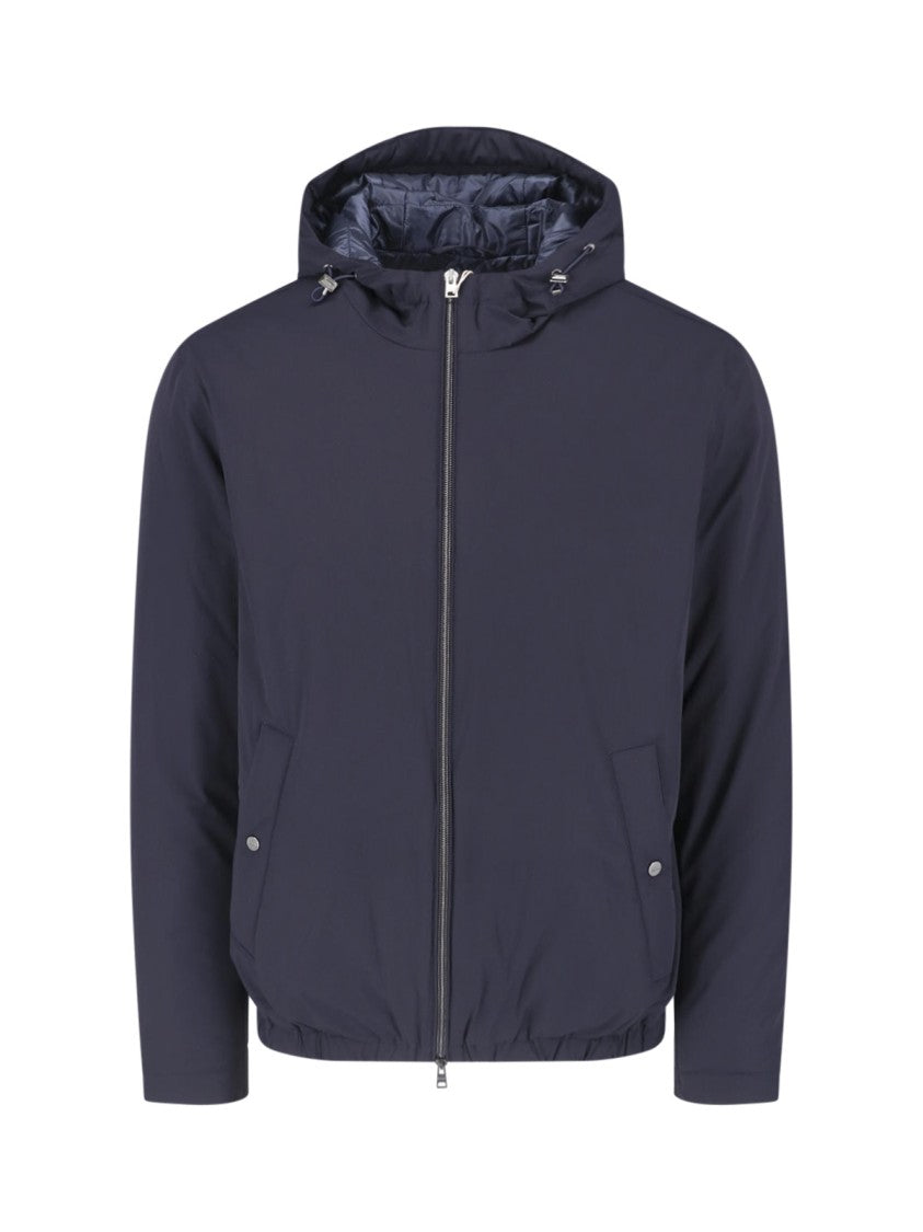Herno Blue Technical Fabric Hooded Jacket