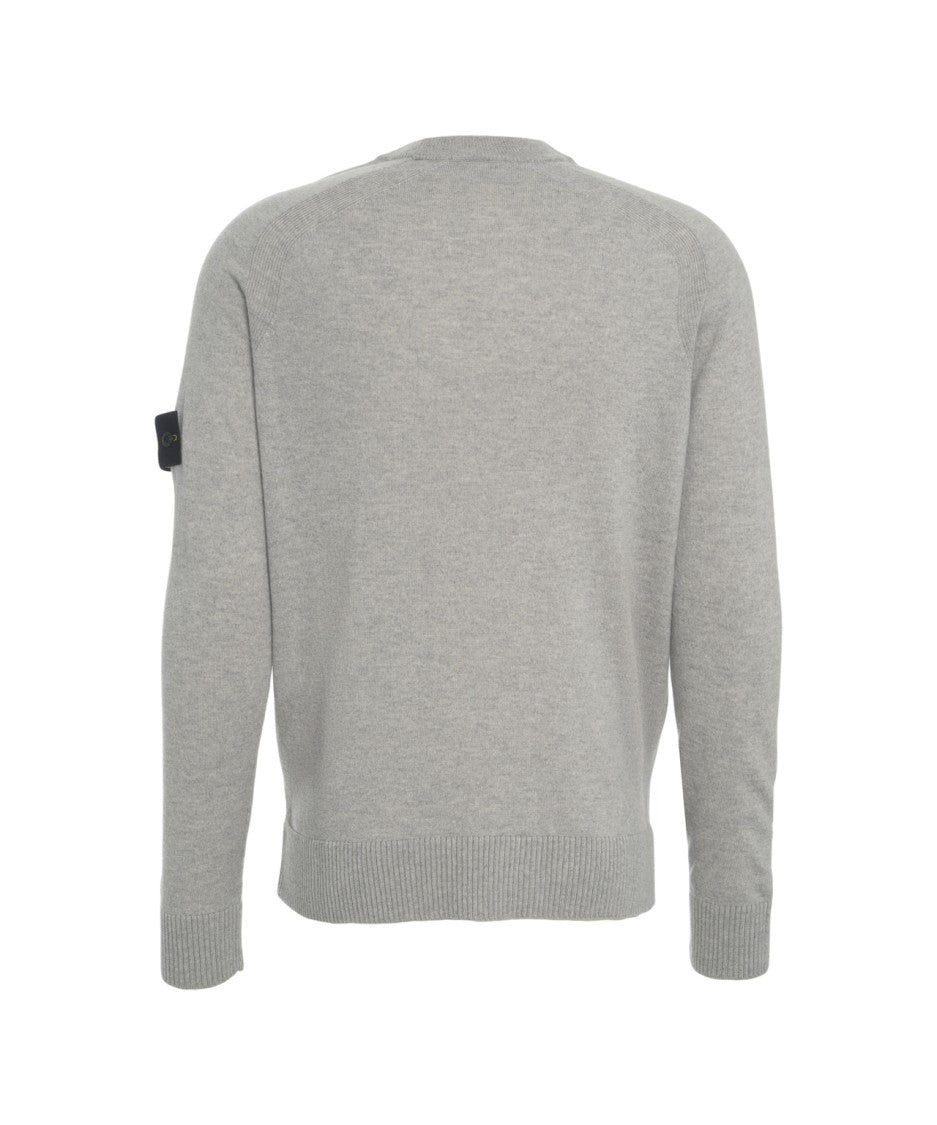 Stone Island Crew Neck Grey Knit Sweater