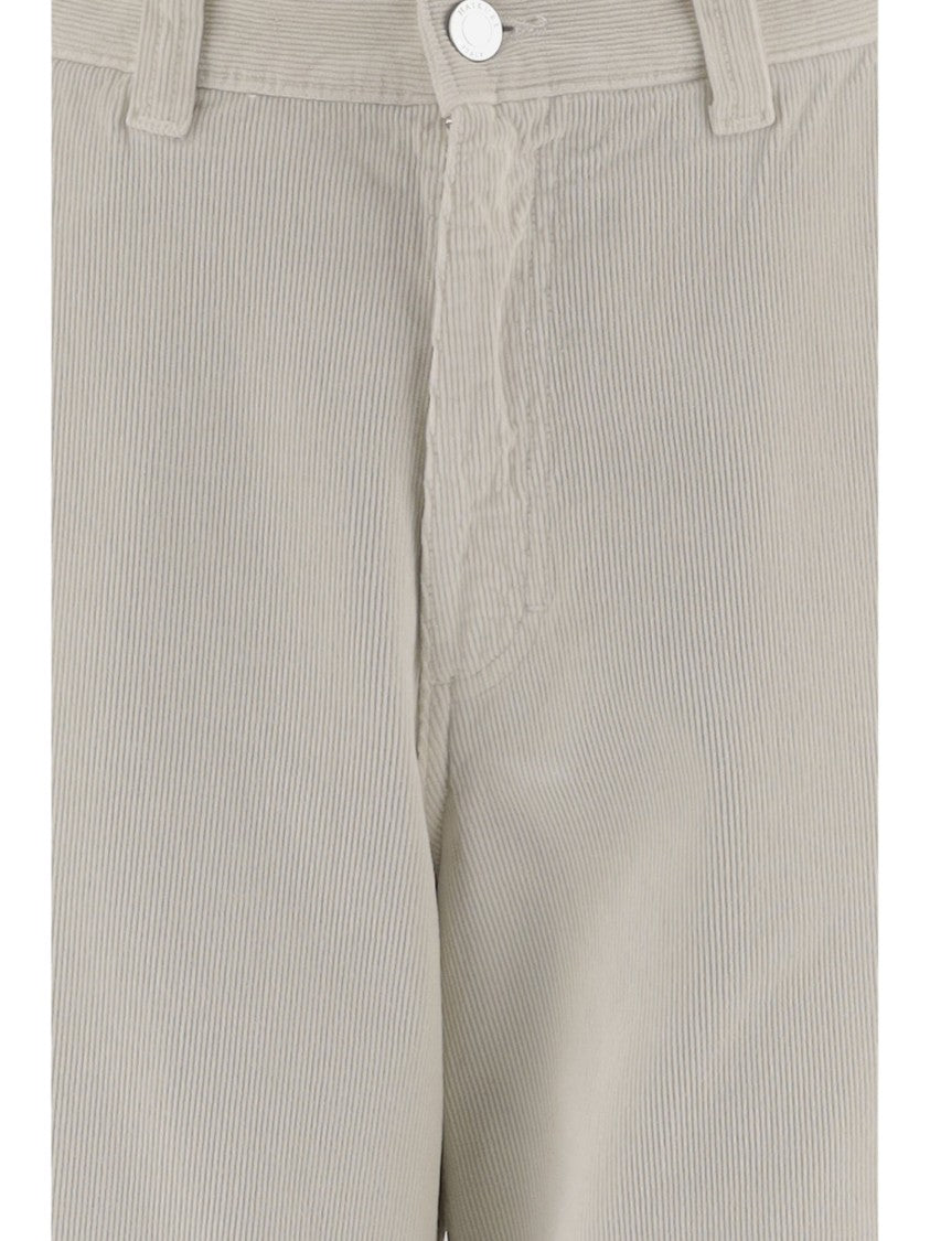 Haikure Ivory Ribbed Cotton Velvet Pants With Multi-Pocket Design