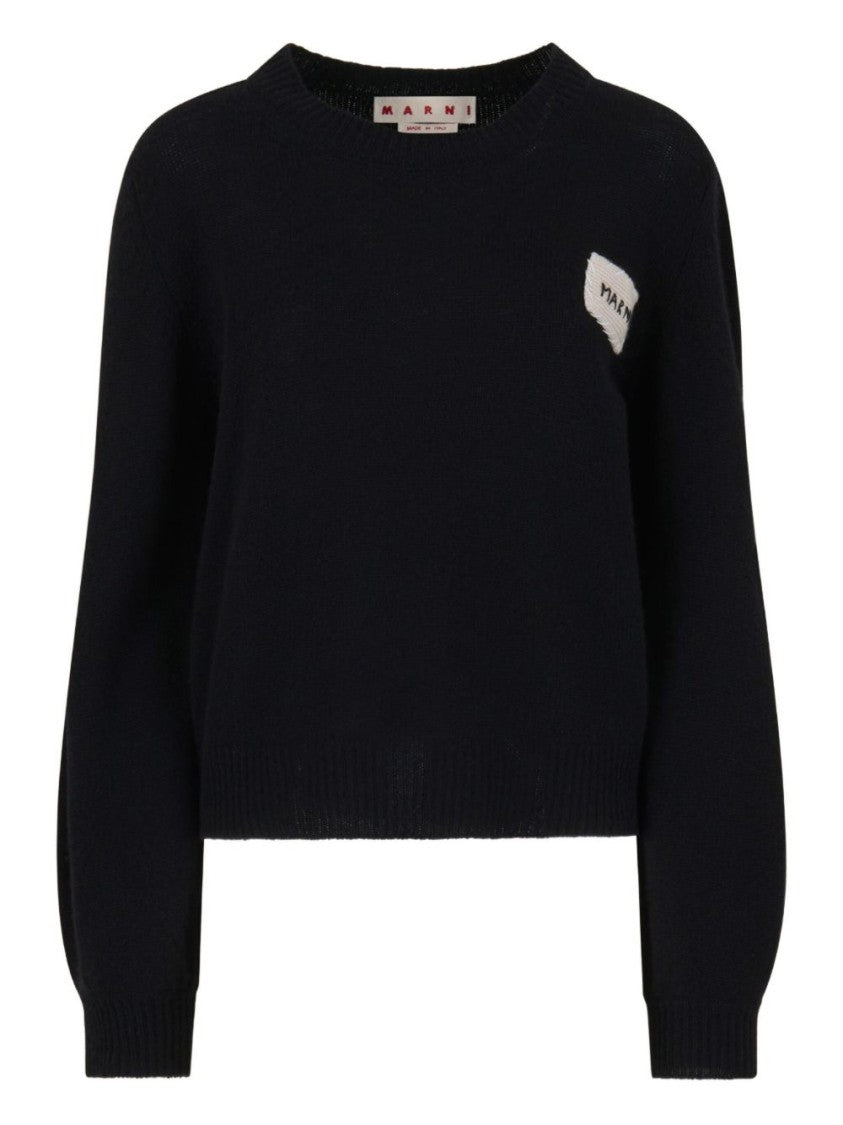 Marni Cropped /Cashmere Sweater With Classic Crew Neckline