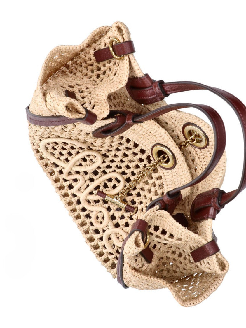 Chloé Open-Weave Crochet Handbag With Leather Accents