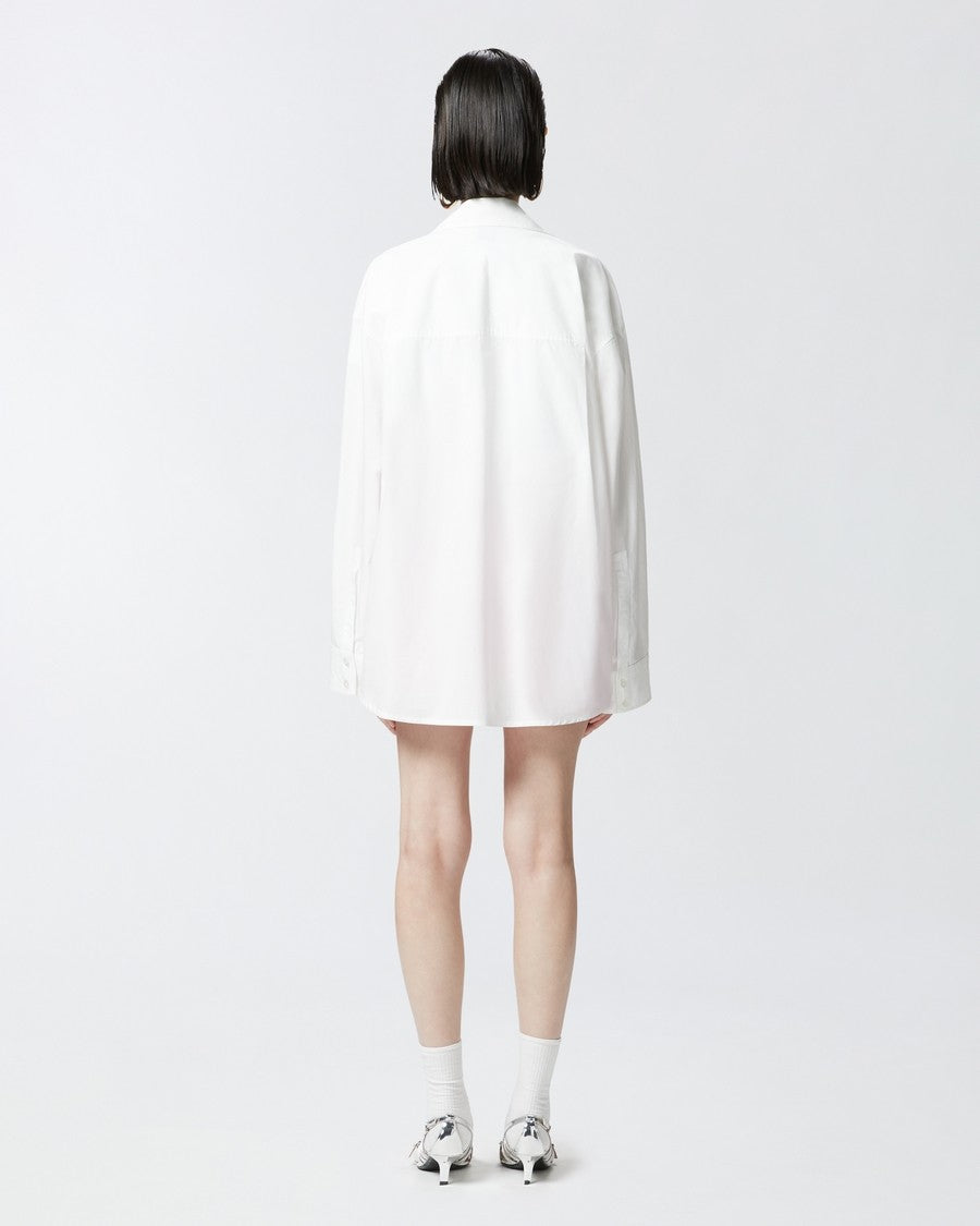 Pinko White Cotton Crystal-Embellished Shirt