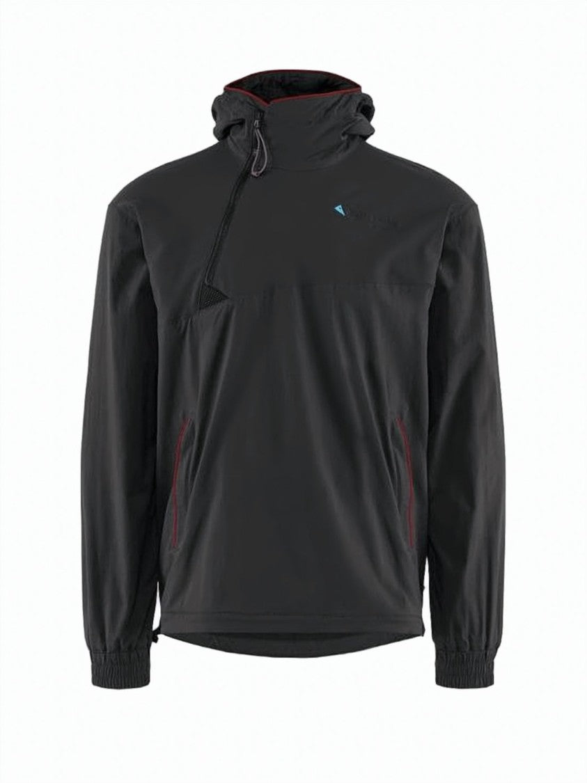 Klattermusen Minimalist Klattermusen Black Jacket With Asymmetrical Zip And Hood