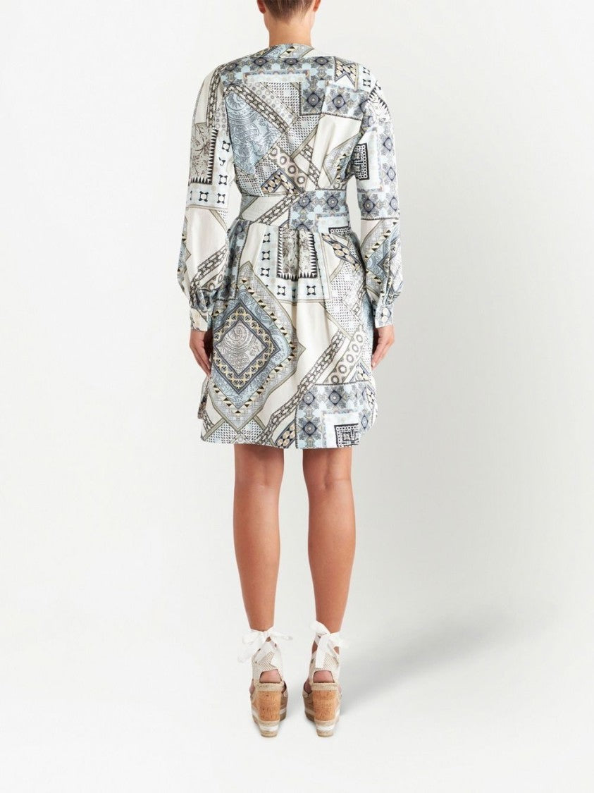 Etro Structured Cotton Geometric Print Mini Dress
