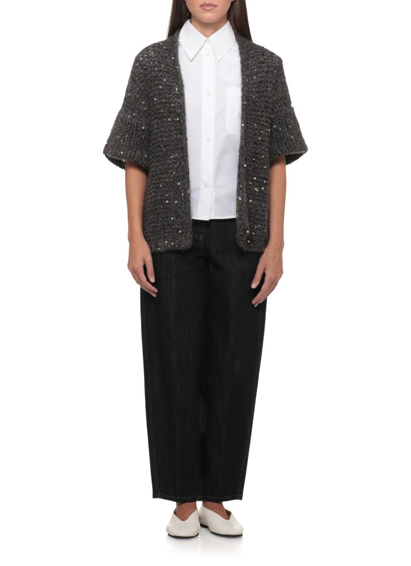 Panicale Open-Front Alpaca Blend Cardigan With Sequined Detail