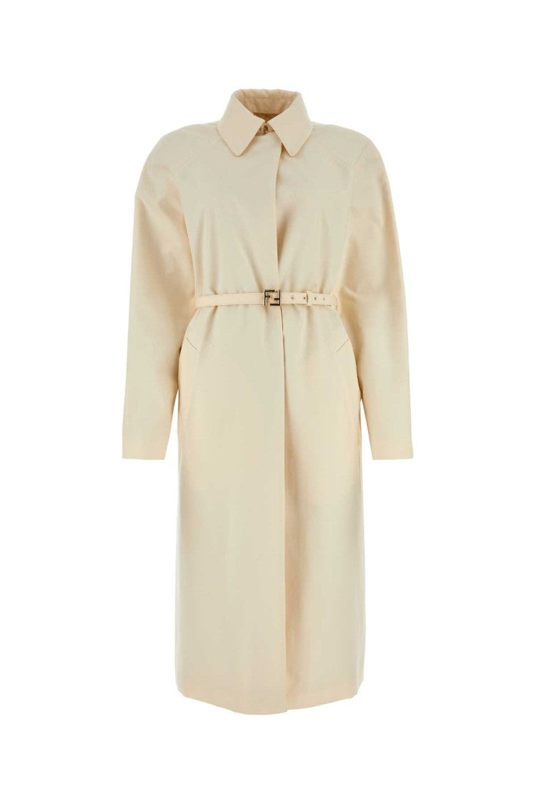 Fendi Ivory Polyester Blend Overcoat