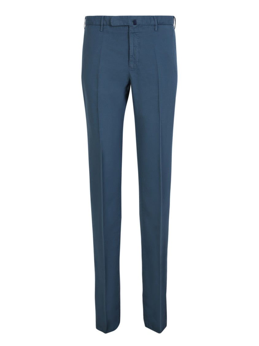 Incotex Blue Cotton Tailored Trousers