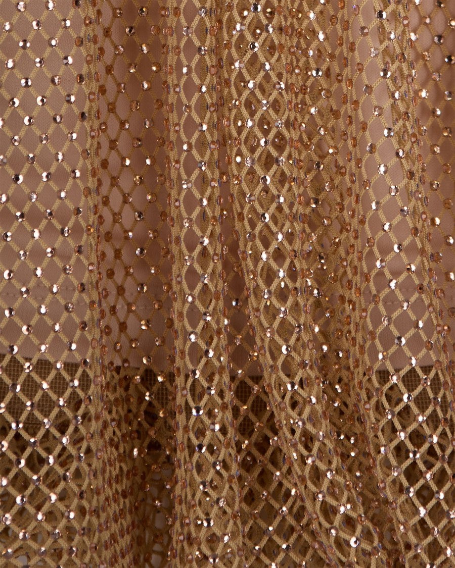 Sportmax Camel Mesh Top With Crystals