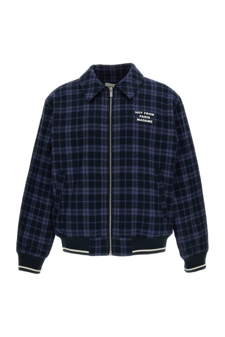 Drôle De Monsieur Checked Flannel Jacket With Signature Slogan