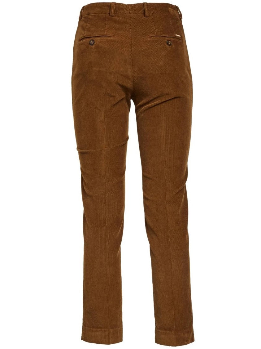 Incotex Brown Tailored Straight-Leg Textured Pants