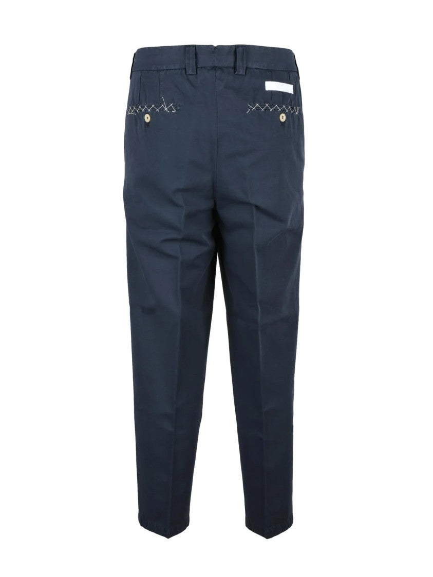 Briglia 1949 Tailored Cotton/Linen Trousers With Unique Multicolor Pattern