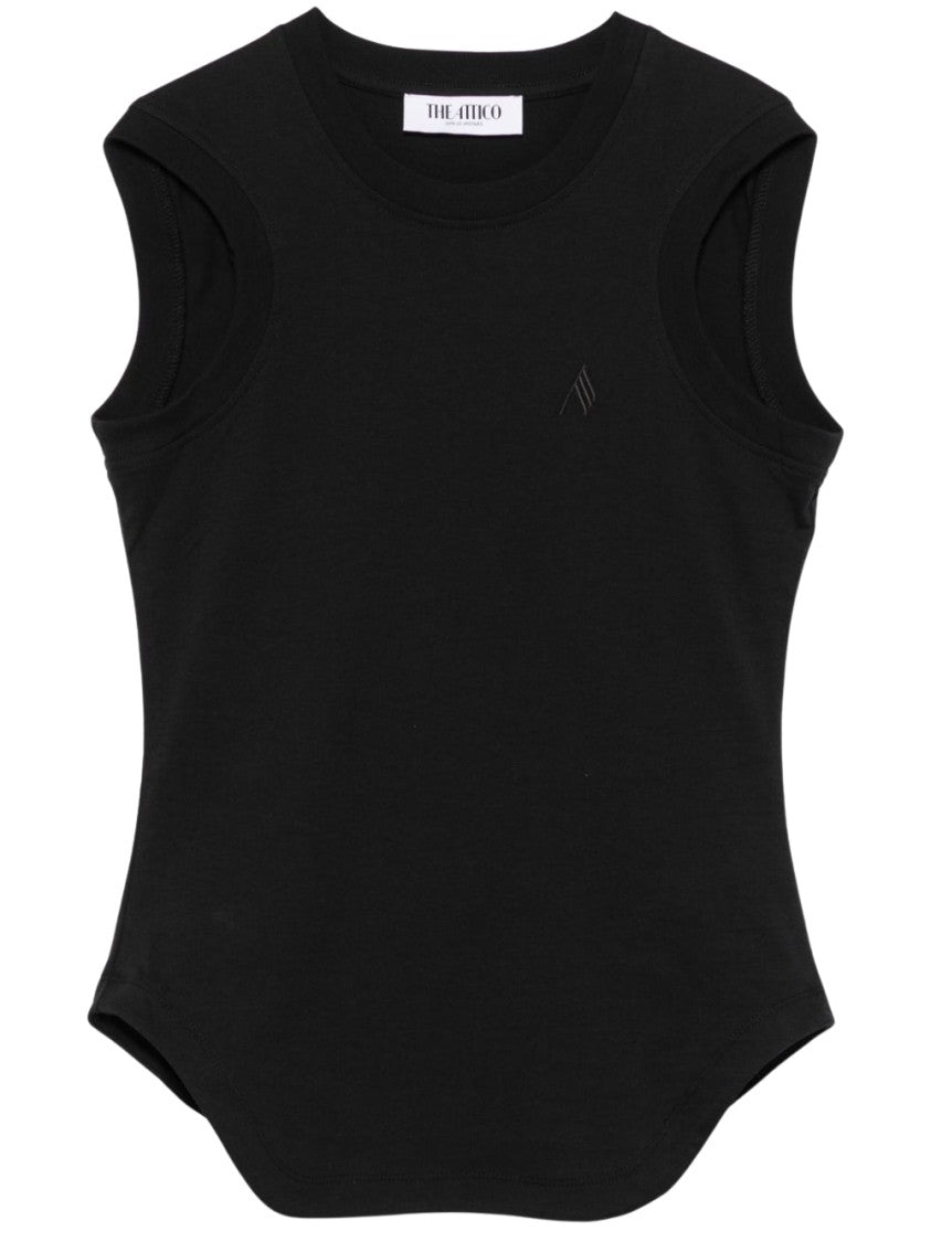 The Attico Curved Hem Black Tank Top