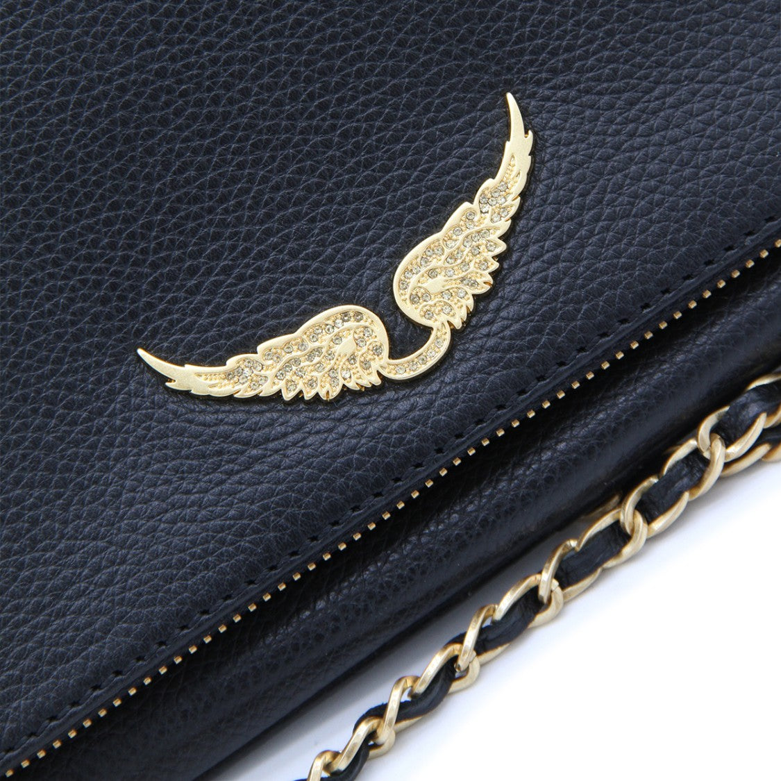 Zadig & Voltaire Black And Gold Leather Shoulder Bag