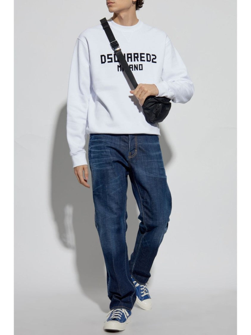 Dsquared2 Relaxed Fit White Sweatshirt With Bold Lettering