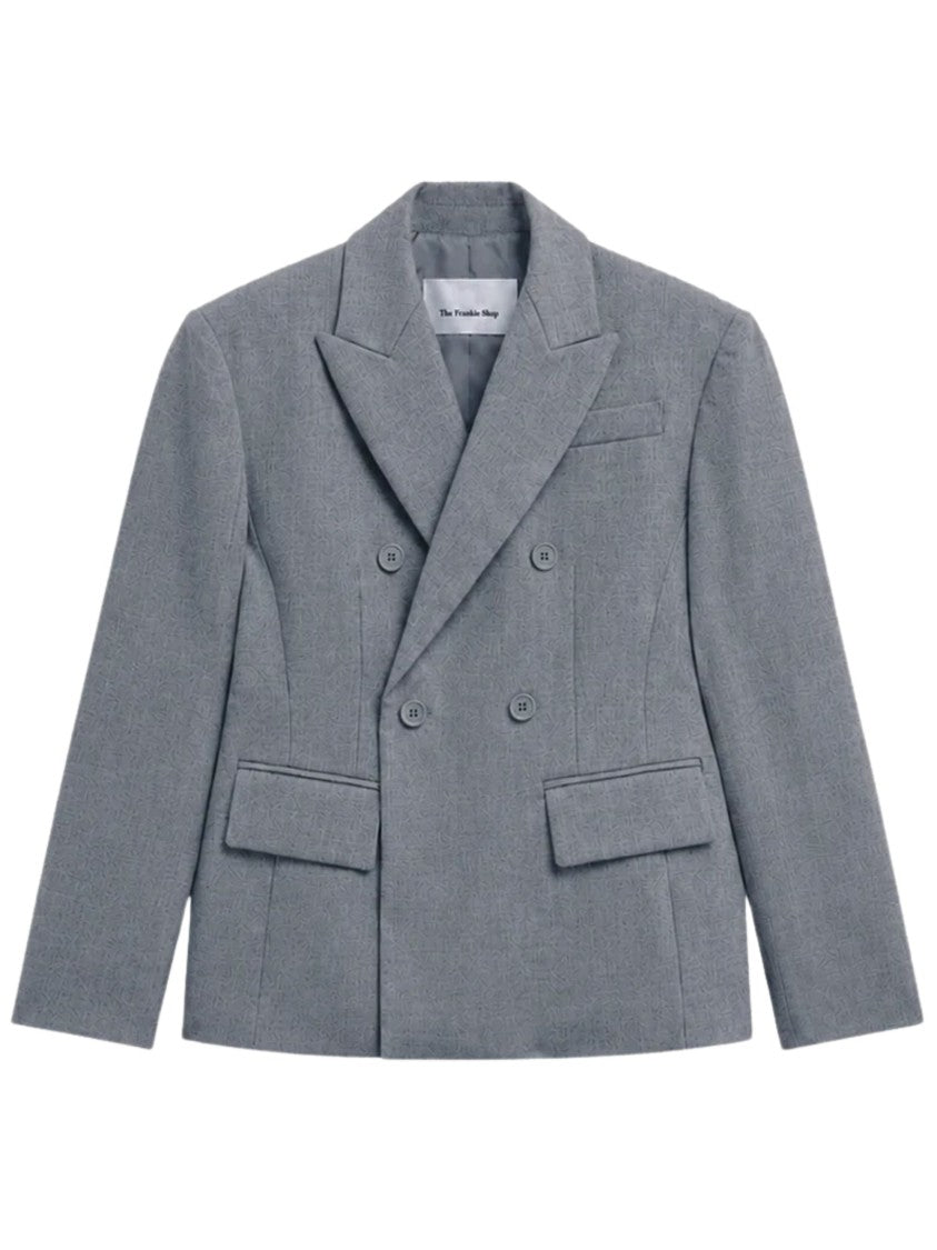 The Frankie Shop Double-Breasted Grey Wool Doyer Blazer