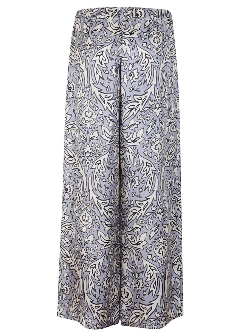 Max Mara Wide-Leg Silk Trousers With Floral Pattern