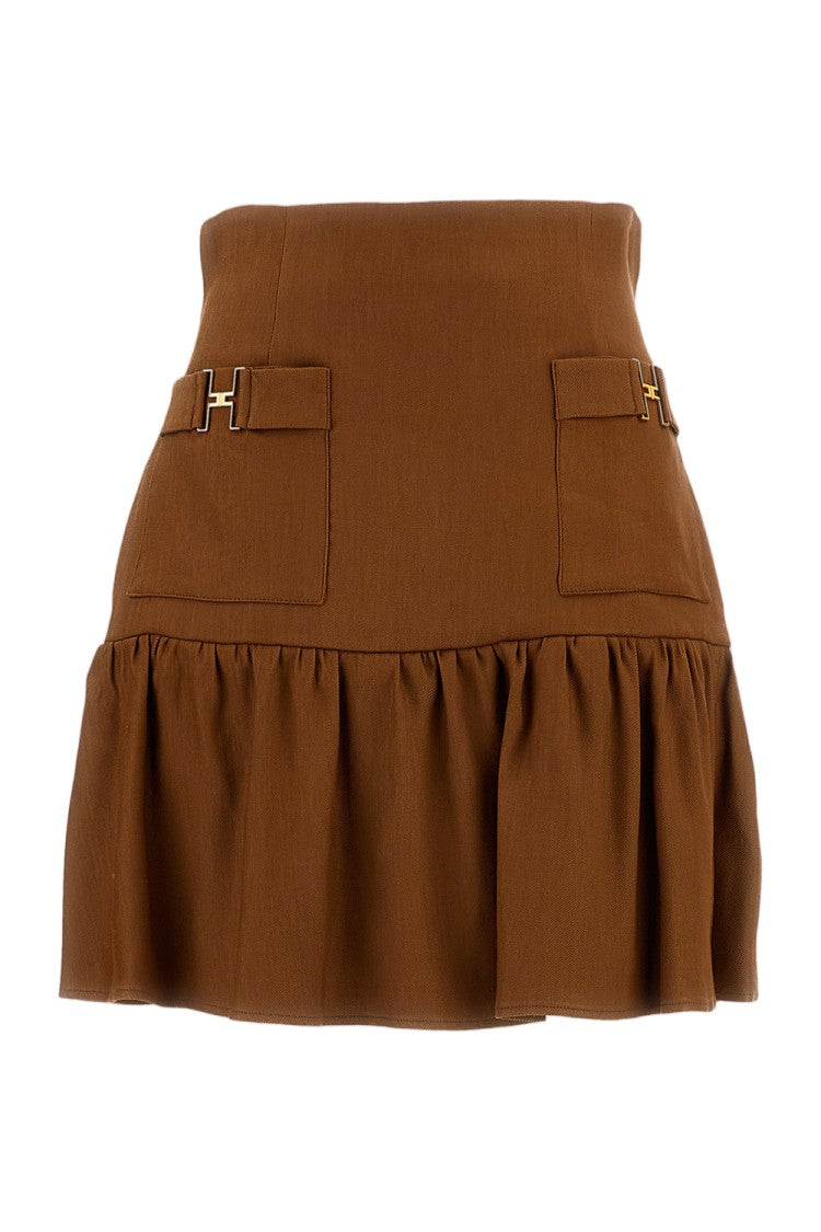 Elisabetta Franchi High-Waisted Mini Skirt With Gold Jewel Accents