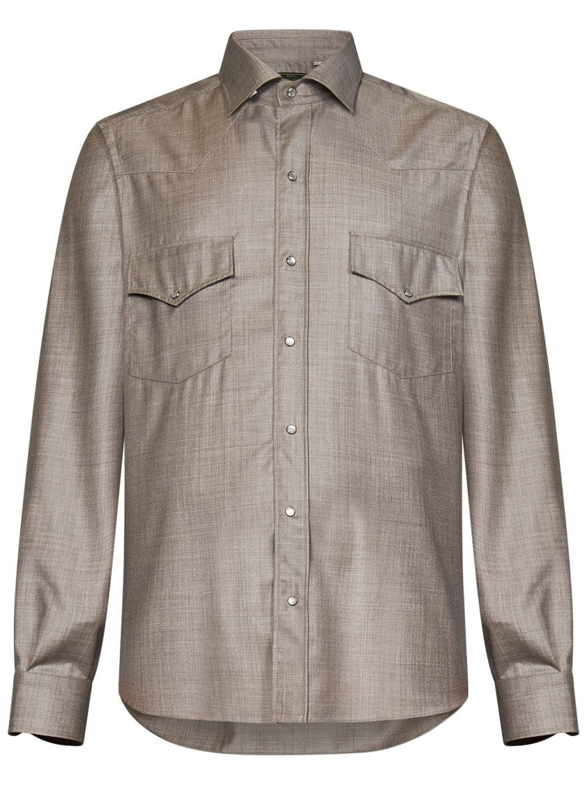 Franzese Collection Tailored Beige Western Shirt With Classic Design