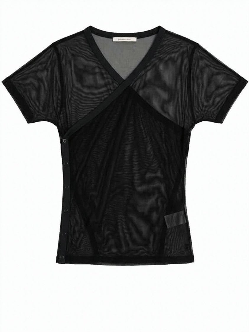 Paloma Wool Short-Sleeve Wrap Top With Textured Sheer Fabric