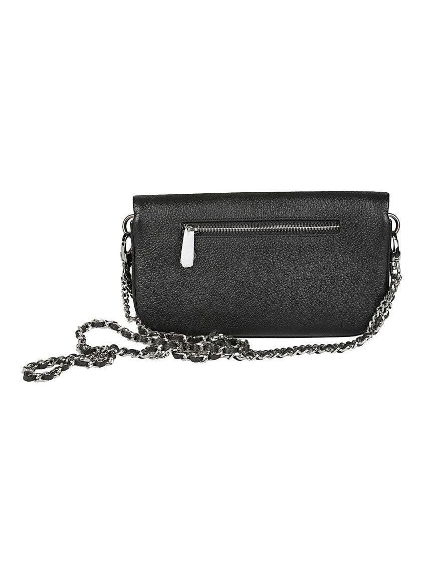 Zadig & Voltaire Rock Nano Arty Tag Black Pebbled Leather Shoulder Bag