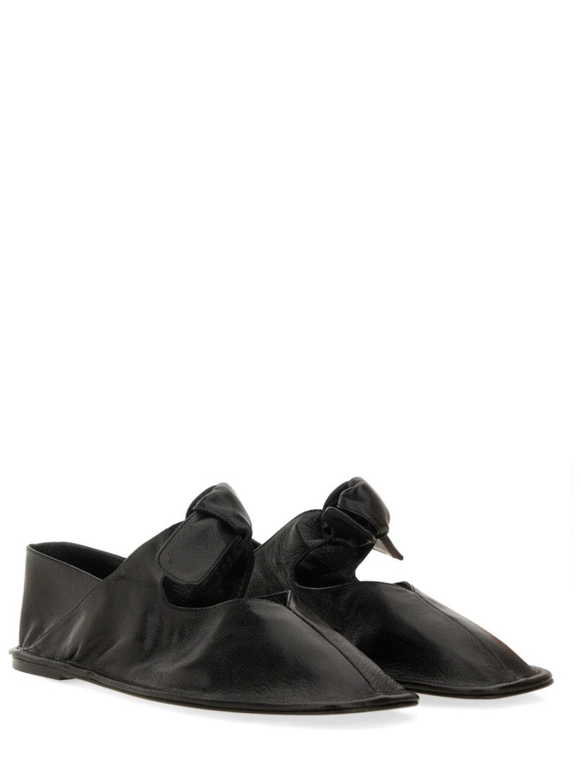 Hereu Knotted Black Lambskin Flats