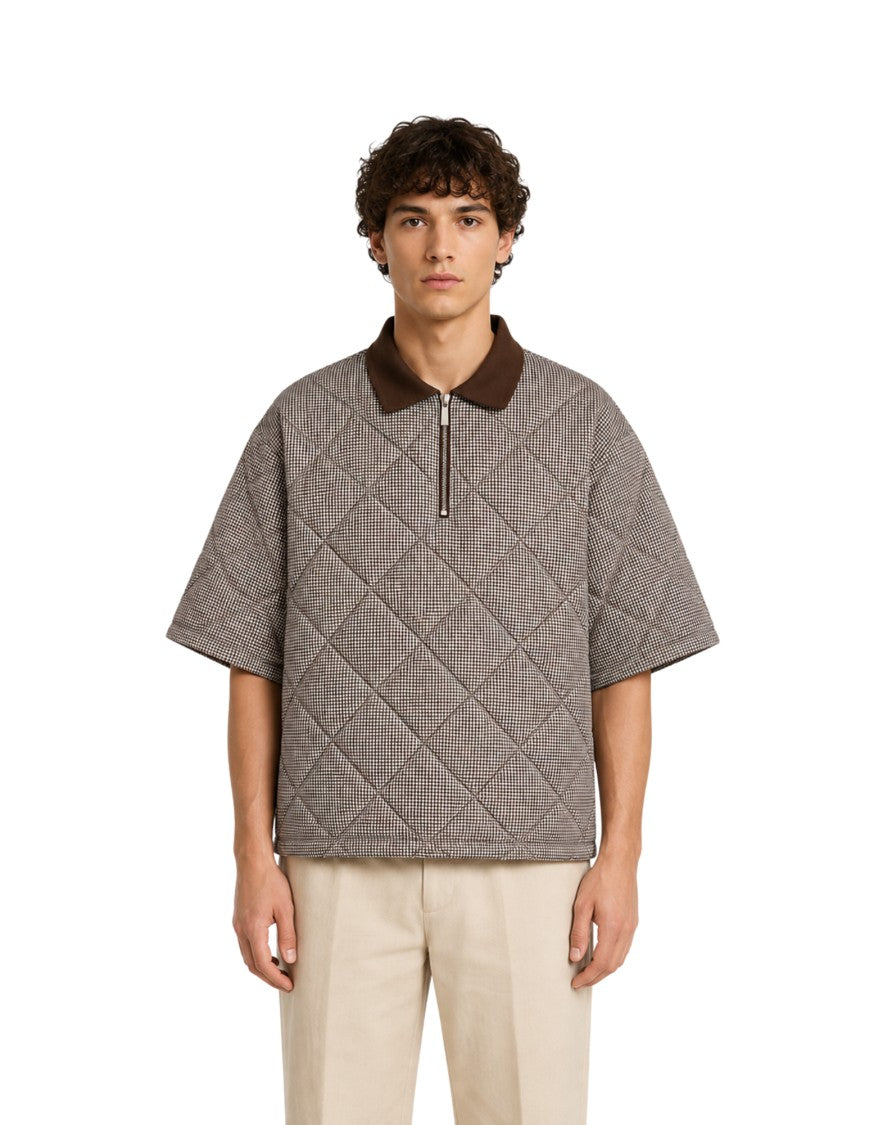 Nine In The Morning Check Diamond-Quilted Cotton Overshirt
