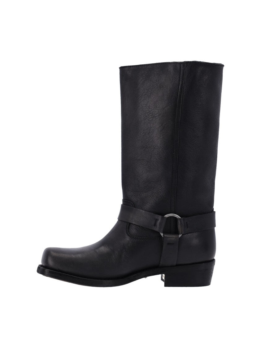 Golden Goose Black Leather Biker Boots