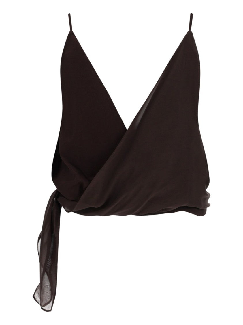 Alysi Silk-Blend Draped Wrap Drapped Top