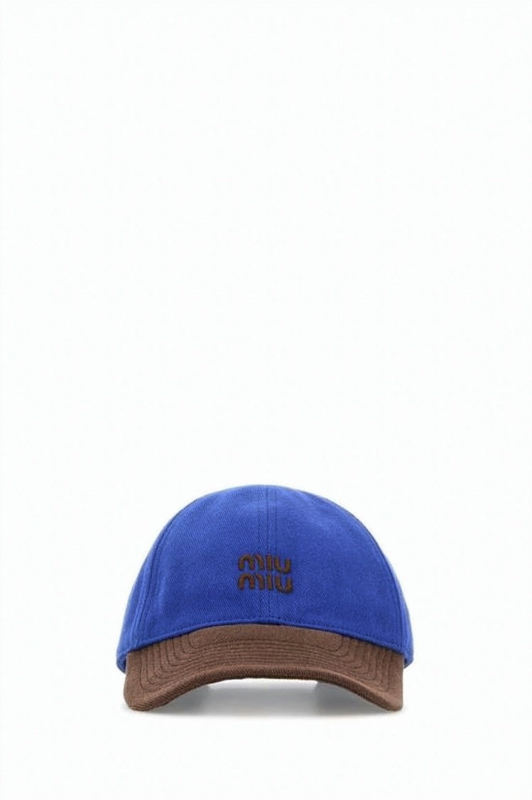 Miu Miu Structured Cap With Vibrant Blue Crown