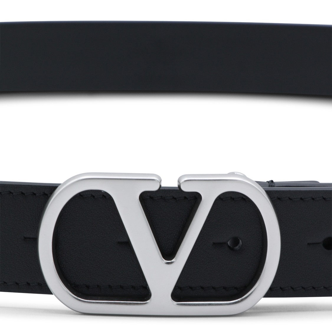 Valentino Garavani Smooth-Finish Black Leather Belt