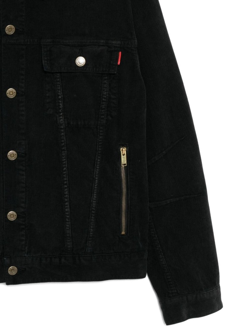 Undercover Front Button Fastening Black Denim Jacket With Bold Embroidery