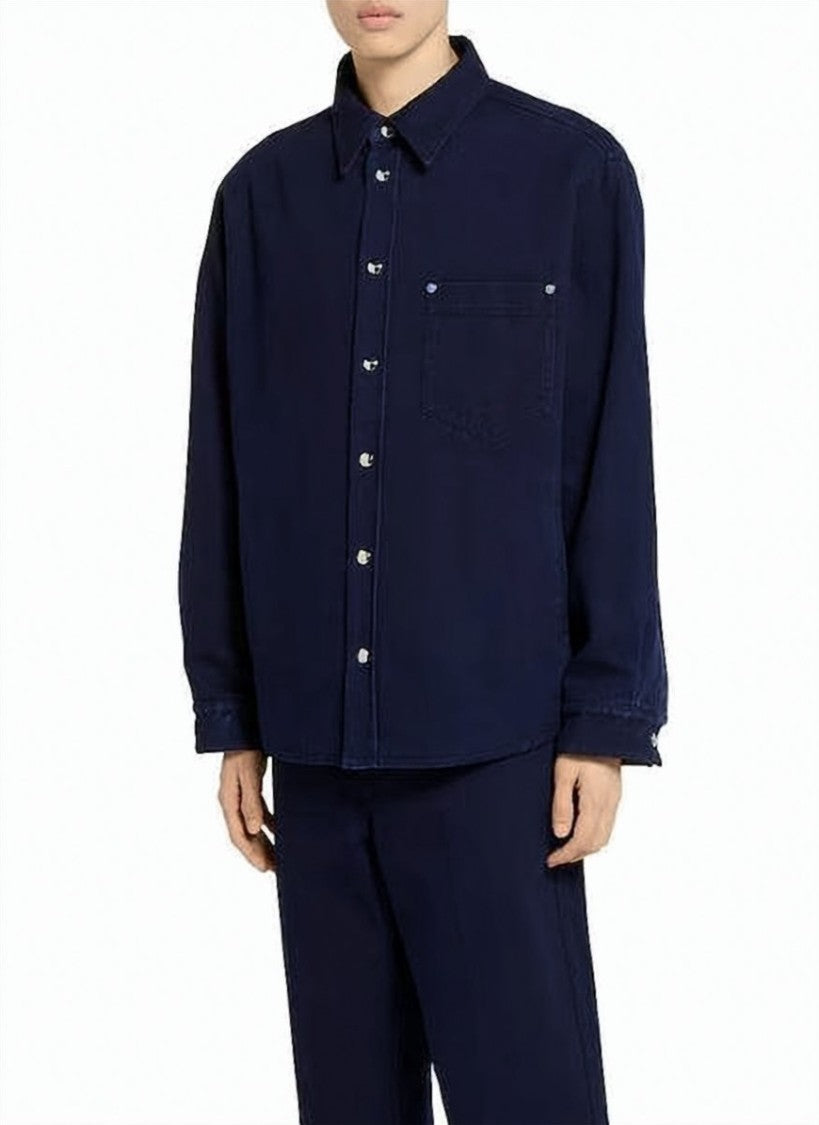 Gucci Reversible Dark Denim And Burgundy Flannel Shirt