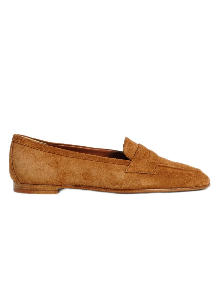 Roberto Festa Casual Suede Loafers With Rounded Toe And Penny Strap Detail