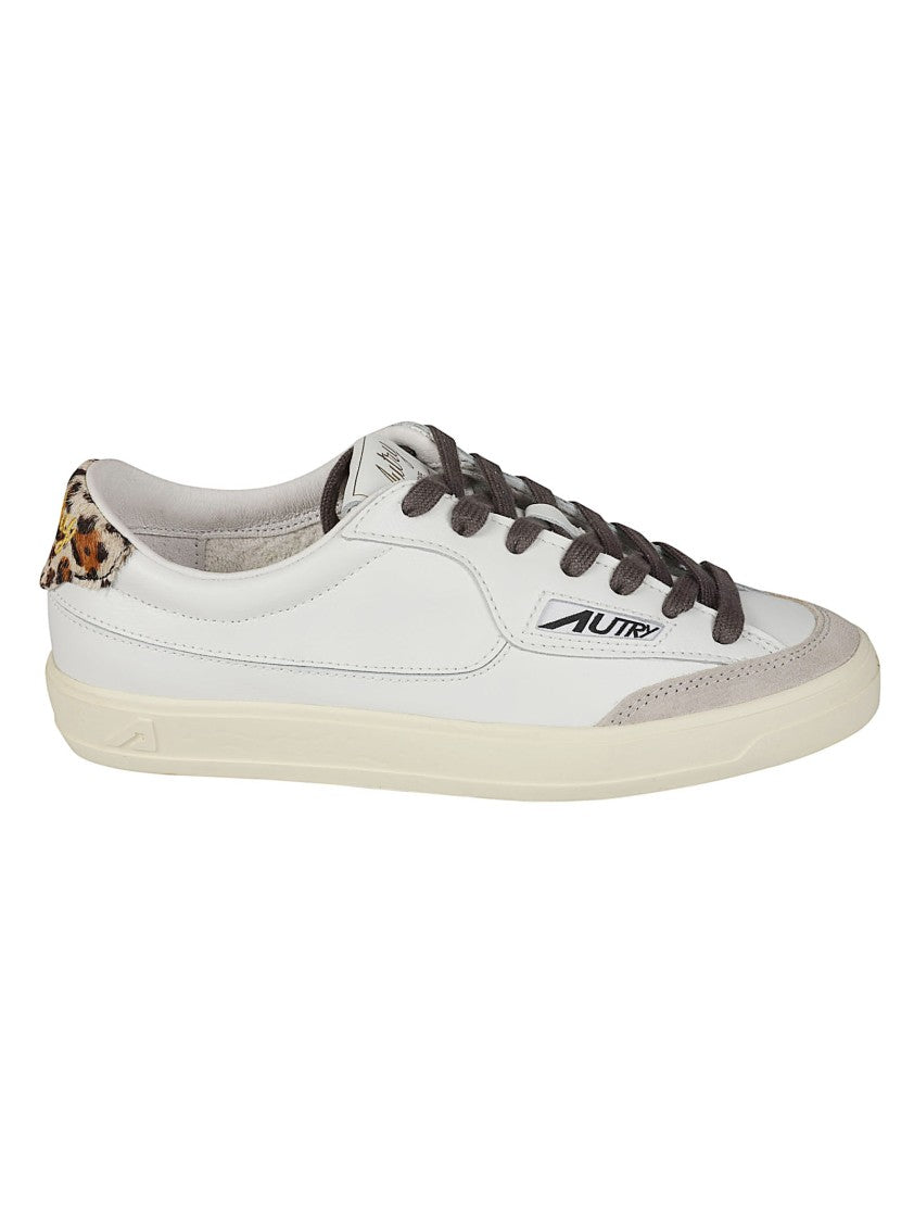 Autry Windscape Low White Leather Leopard Suede Accent Sneakers