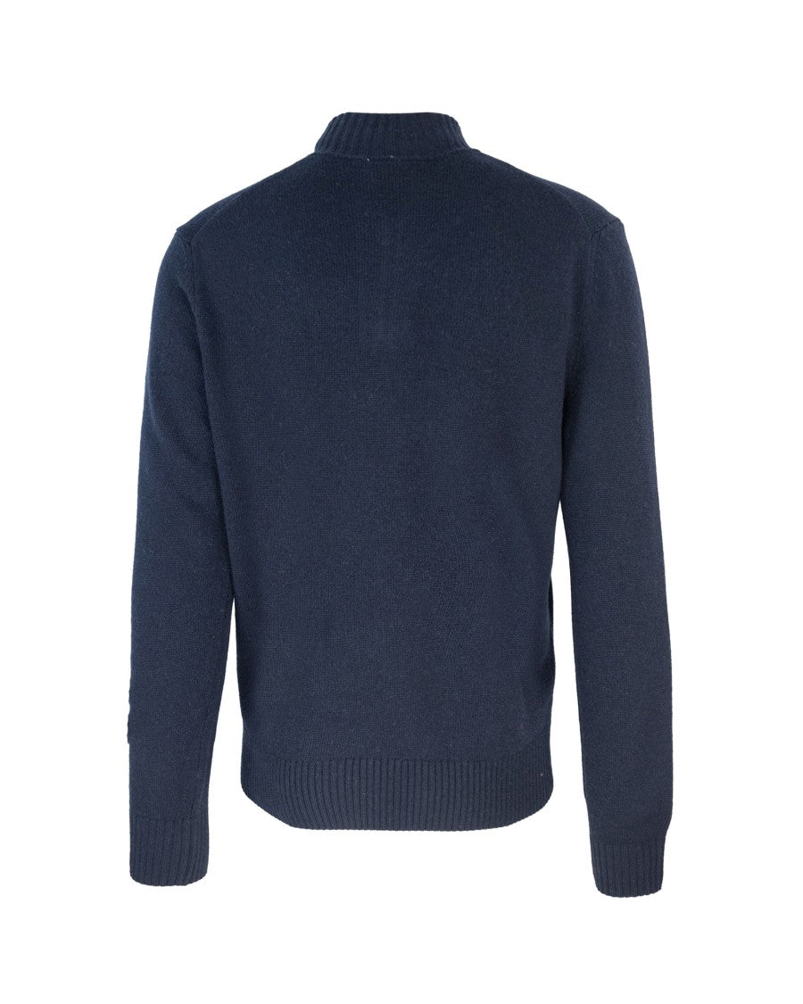 Lacoste Blue Zip-Up Turtleneck Sweater