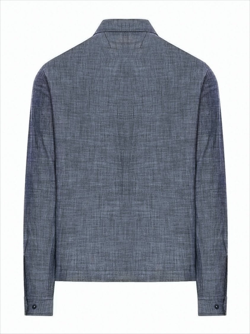 C.P. Company Textured Blue Long-Sleeve Shirt With Classic Collar