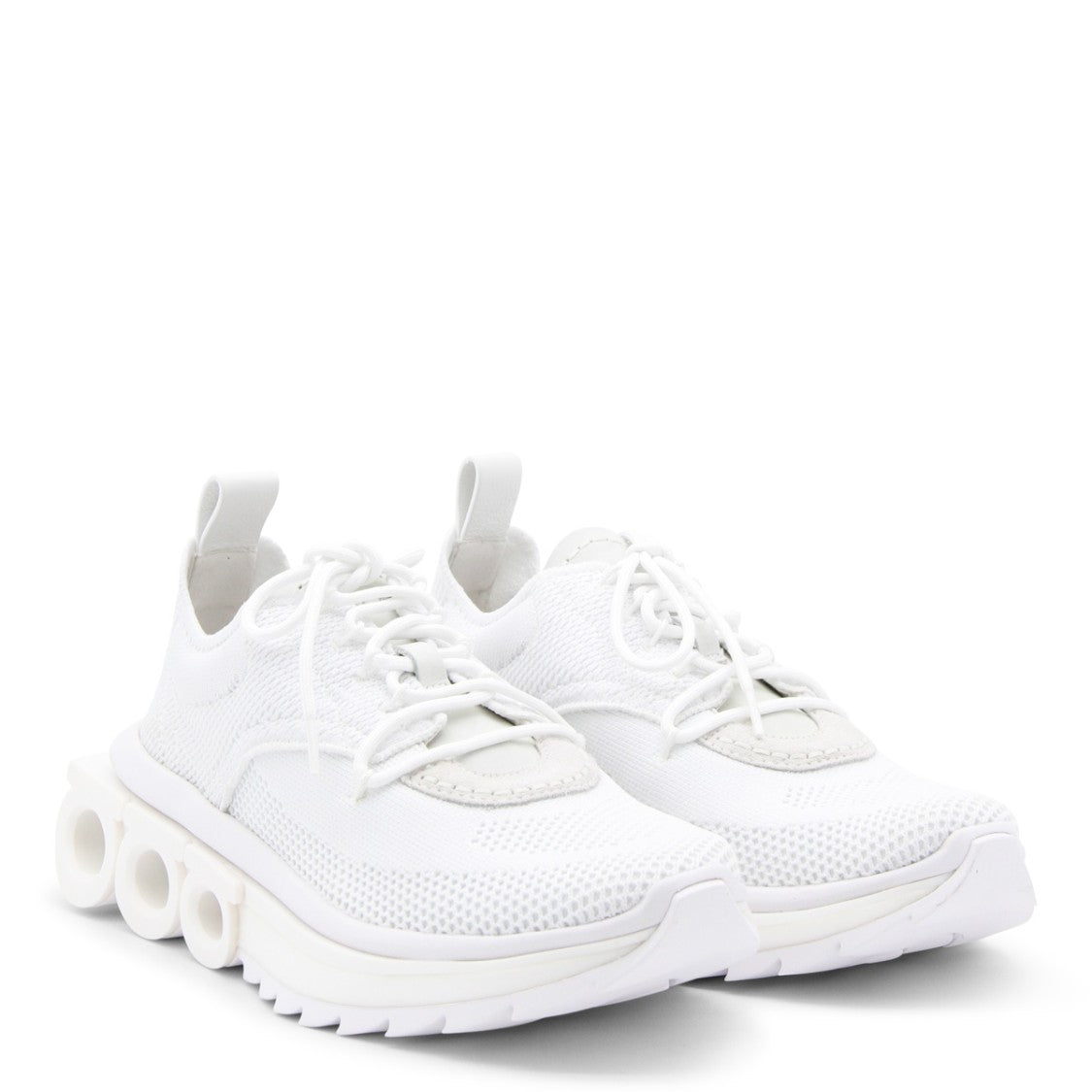 Ferragamo White Cotton Fastening Sneakers