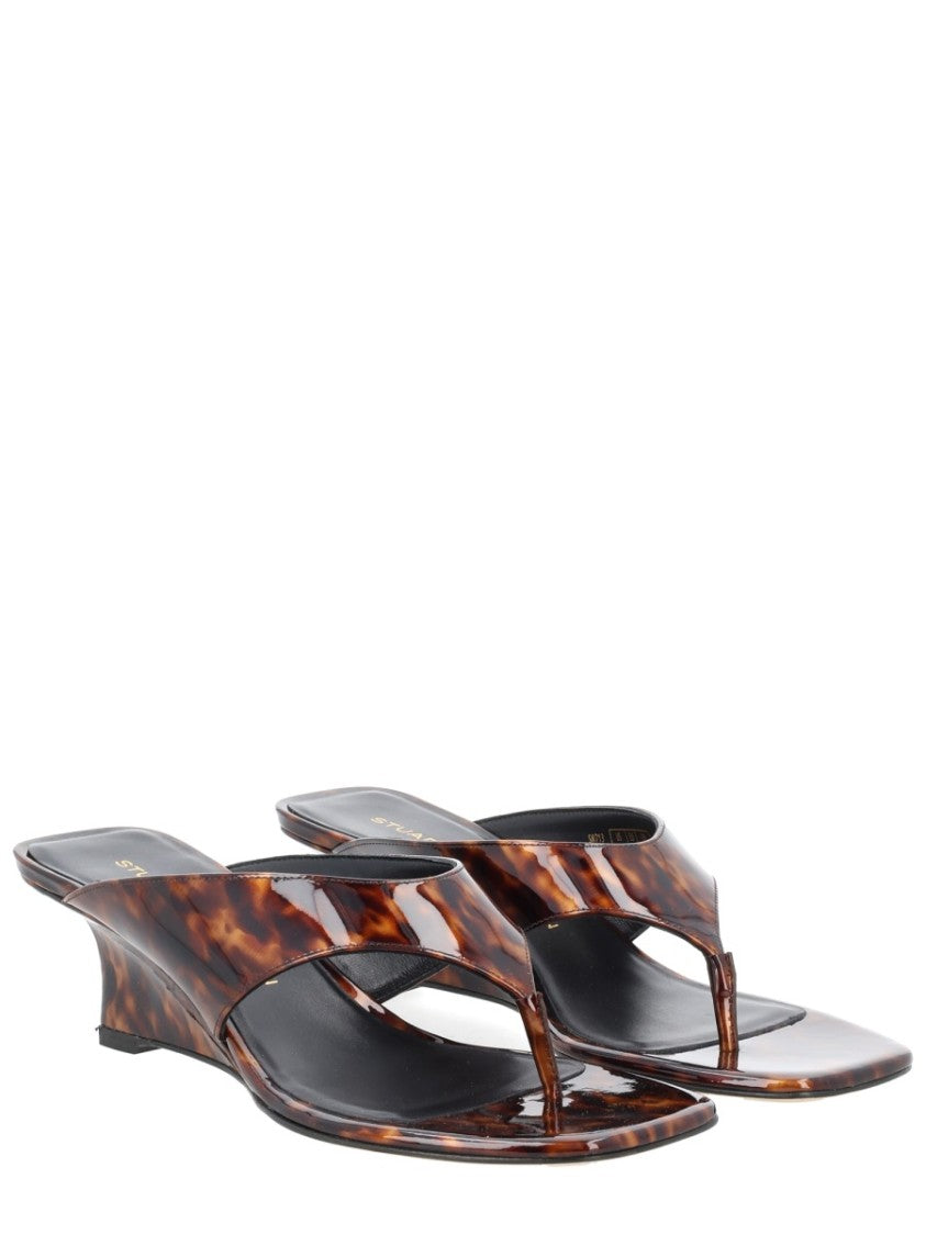 Stuart Weitzman Glossy Winnie Polyurethane Wedge Sandals