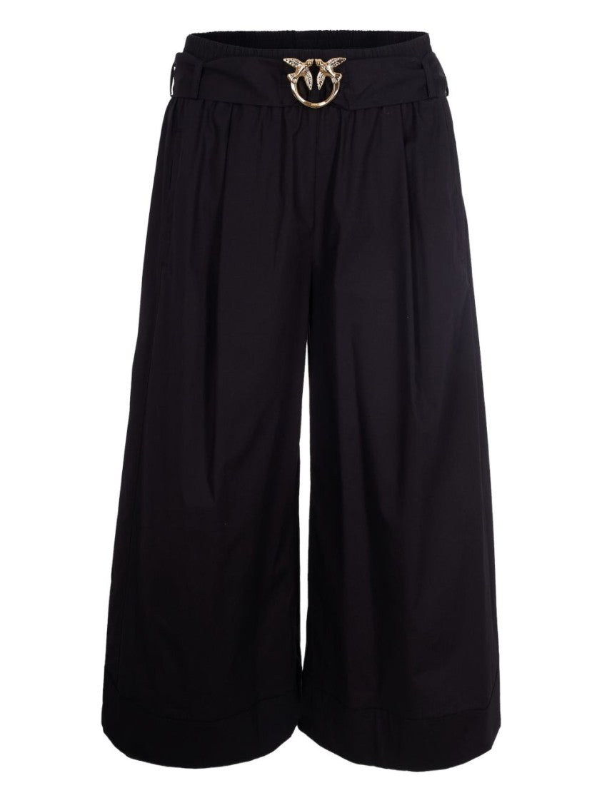 Pinko Black Logo Buckle Pleated Shorts