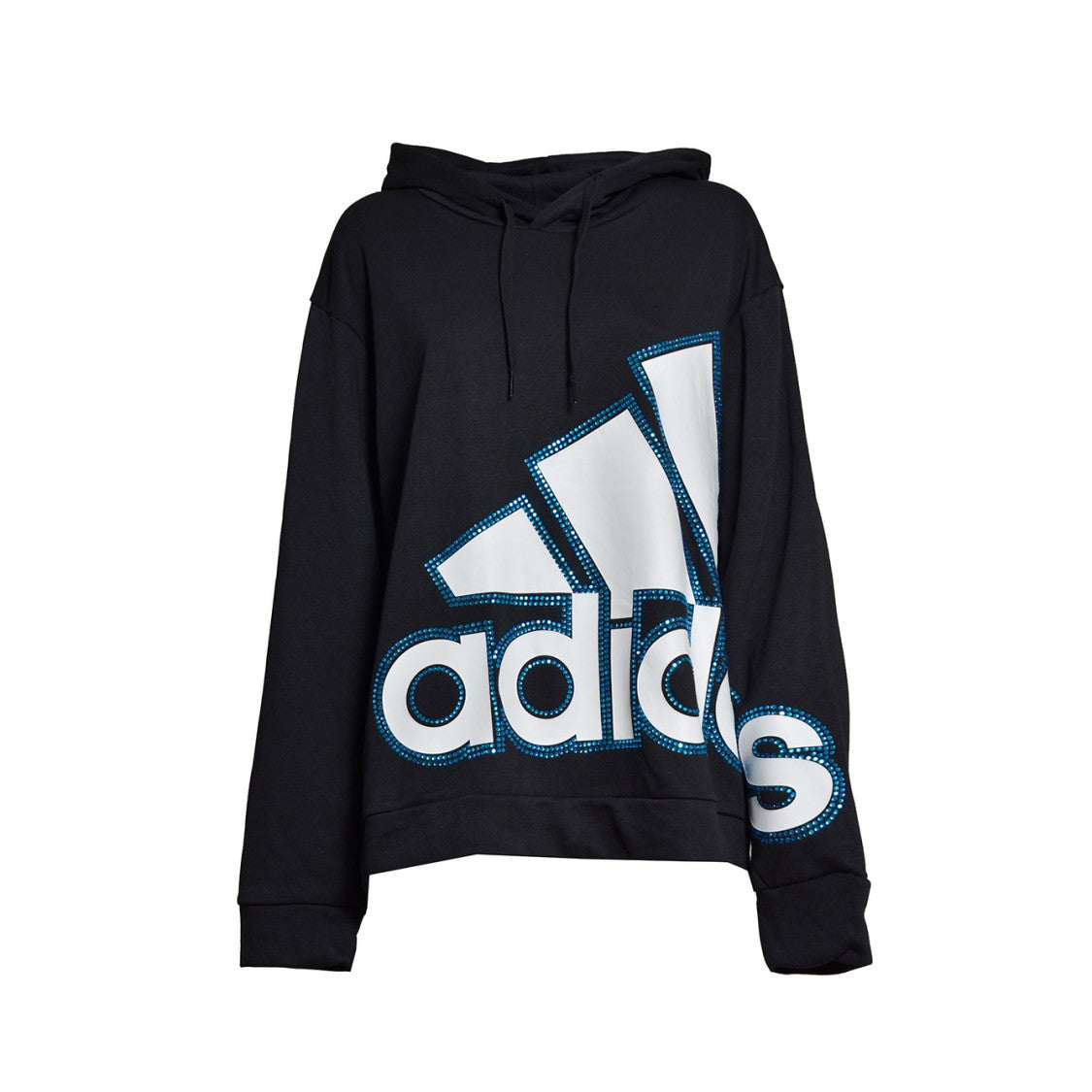 Caban Romantic X Adidas Black Cotton Viscose Hoodie Swarovski Applications