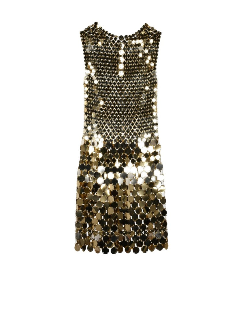 Paco Rabanne Gold Interconnected Metallic Plates Mini Dress