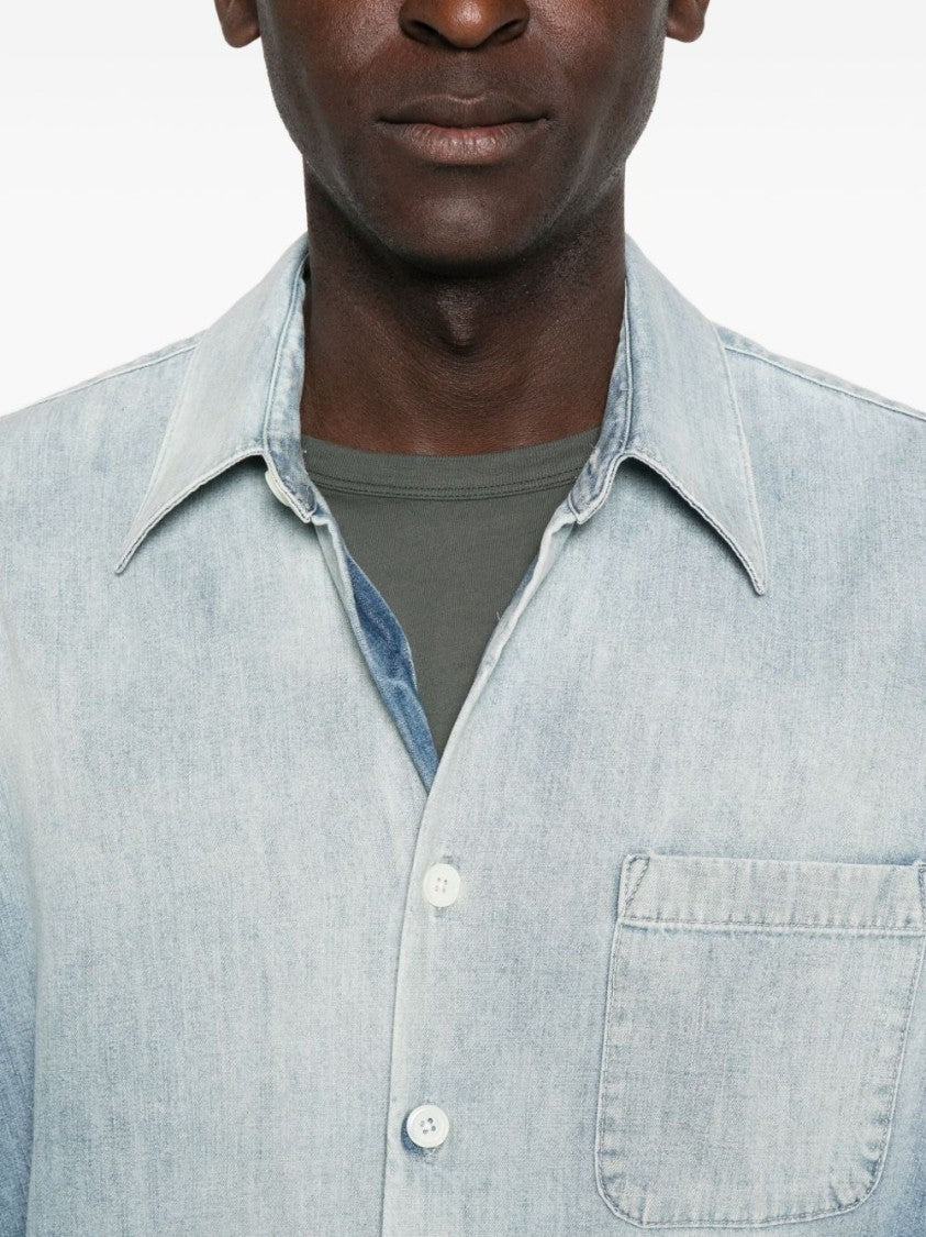 Our Legacy Washed Denim Casual Shirt With Point Collar