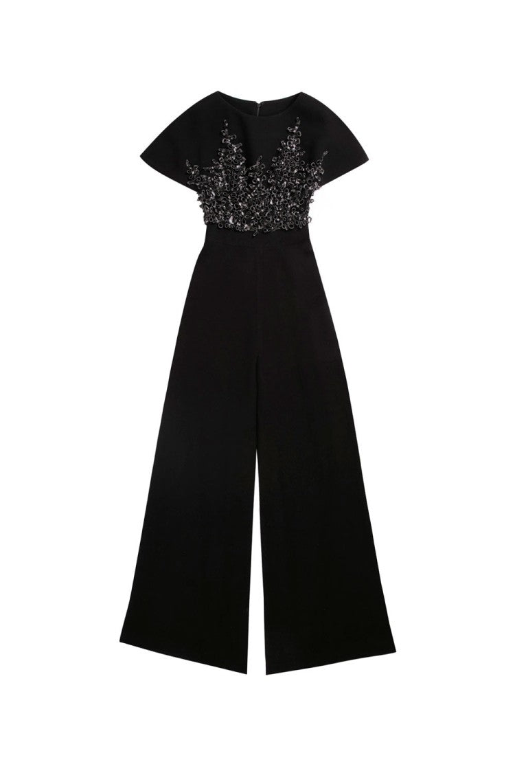 Saiid Kobeisy Flared Crepe Jumpsuit With Embroidery