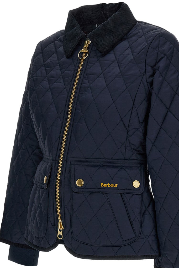 Barbour Blue Beadnell Quilt Corduroy Collar Ring Quilted Jacket