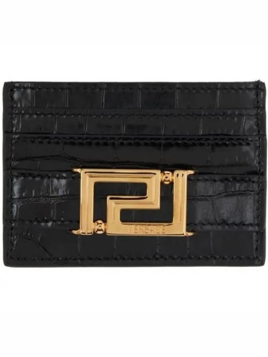 Versace Textured Leather Card Wallet With Gold-Tone Logo