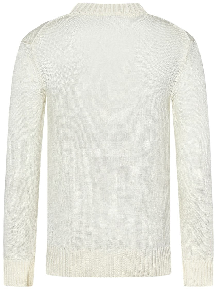 Jil Sander Open-Stitch Cotton Crepe Crewneck Sweater