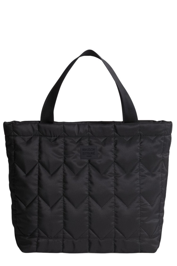 Maison Kitsuné Chevron Quilted Large Tote With Dual Handles And Zip Closure